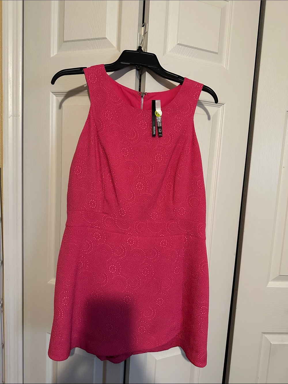 Kensie Hot Pink Eyelet Sleeveless Romper